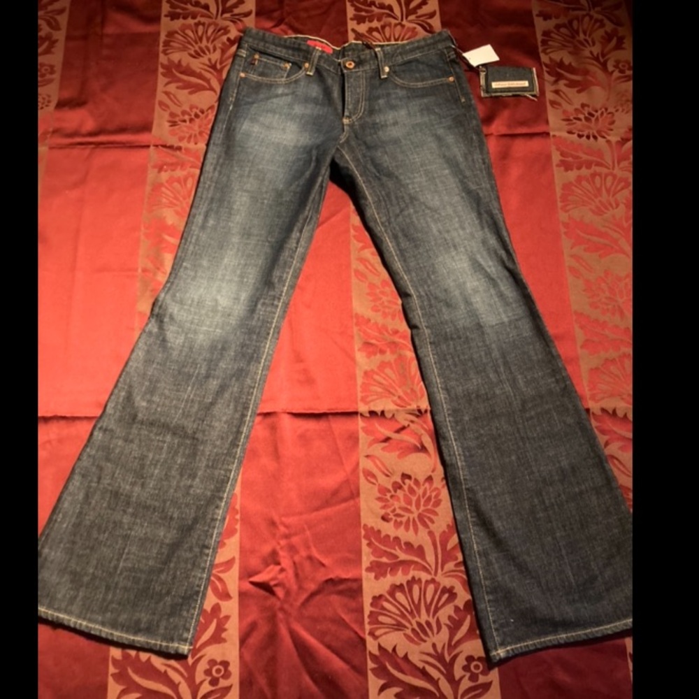 NWT AG Vintage Tall Flare Boocut Club Mid Wash Cotton Denim Jeans Low Mid Rise